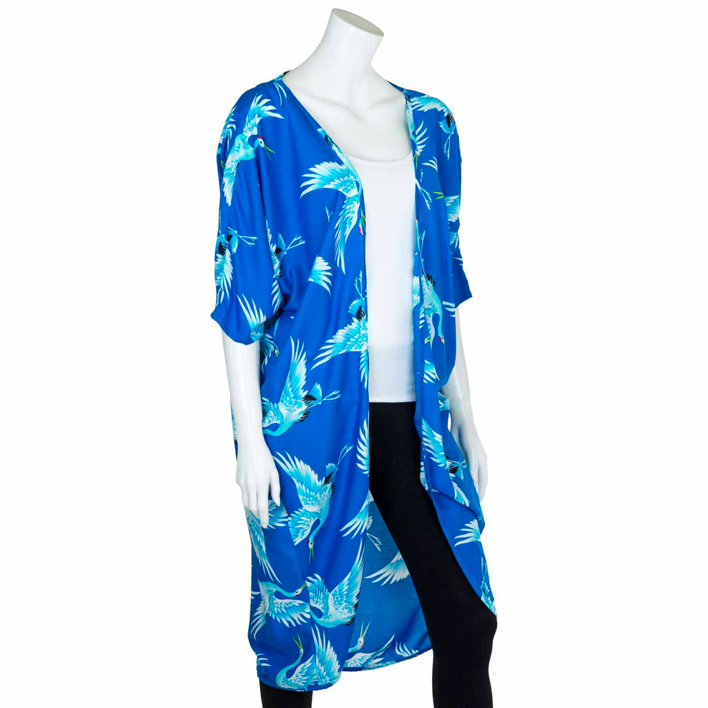 Crane Print Long Shrug-Siesta Crafts