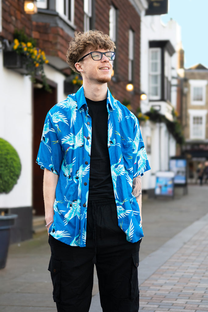 Crane Print Shirt-Siesta Crafts