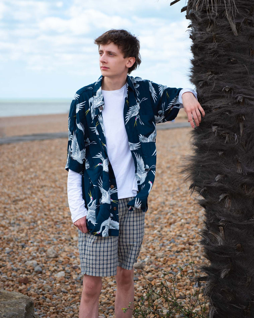 Crane Print Shirt-Siesta Crafts
