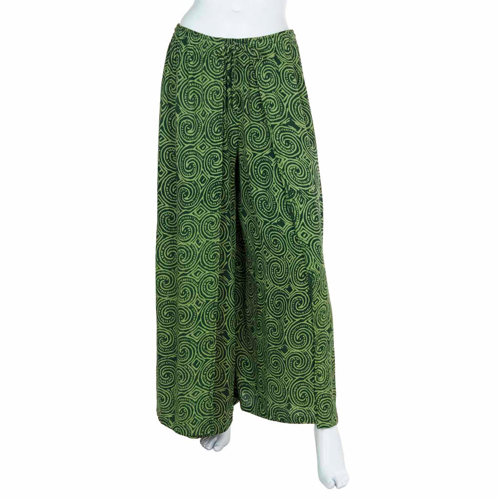 Crinkle Faux Wrap Palazzo Trousers - Spiral-Siesta Crafts