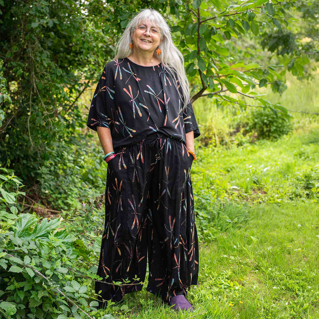 Flamenco Style Wide Trousers - Dragonfly Batik-Siesta Crafts