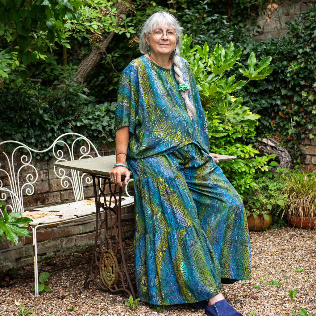 Flamenco Style Wide Trousers - Lagoon Batik-Siesta Crafts
