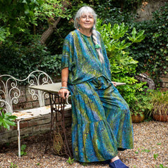 Flamenco Style Wide Trousers - Lagoon Batik-Siesta Crafts