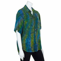 Turn Up Sleeve Shirt - Lagoon Batik-Siesta Crafts