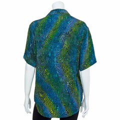 Turn Up Sleeve Shirt - Lagoon Batik-Siesta Crafts