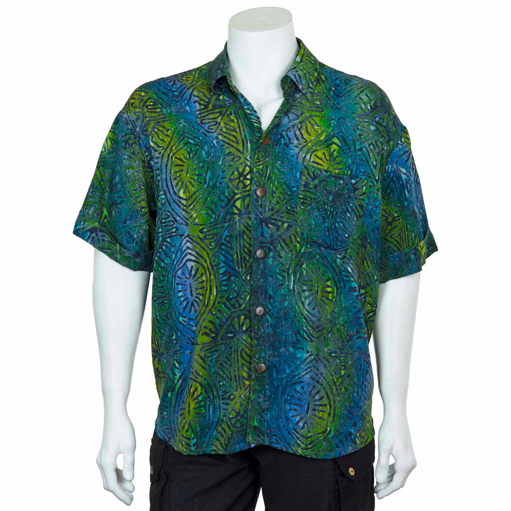 Turn Up Sleeve Shirt - Lagoon Batik-Siesta Crafts