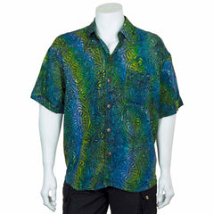 Turn Up Sleeve Shirt - Lagoon Batik-Siesta Crafts