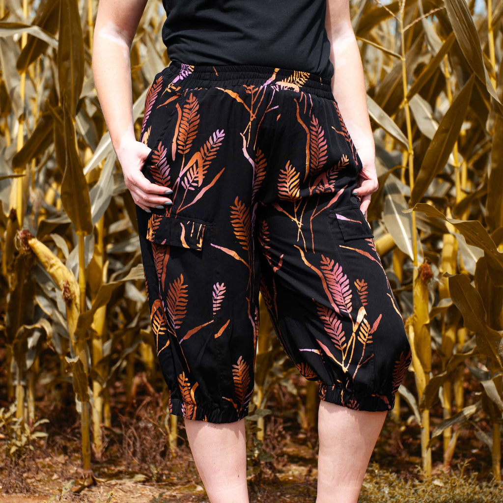 Capri Cargo Shorts - Wheat Batik-Siesta Crafts