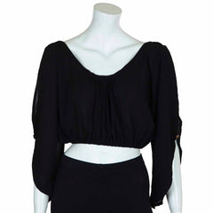 Crinkle Split Sleeve Cropped Top