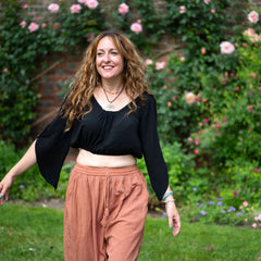 Crinkle Split Sleeve Cropped Top