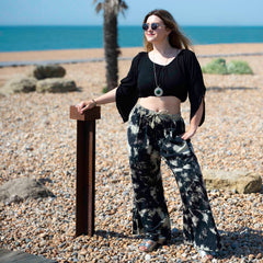 Crinkle Split Sleeve Cropped Top