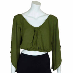 Crinkle Split Sleeve Cropped Top