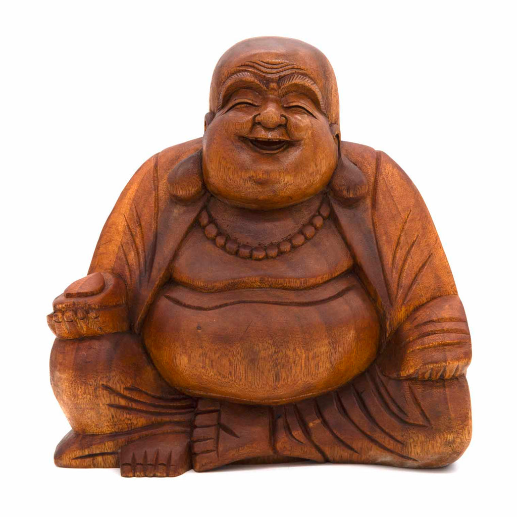 Laughing Buddha Woodcarving 30cm-Siesta Crafts