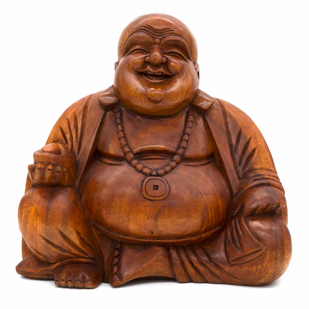 Laughing Buddha Woodcarving 40cm-Siesta Crafts