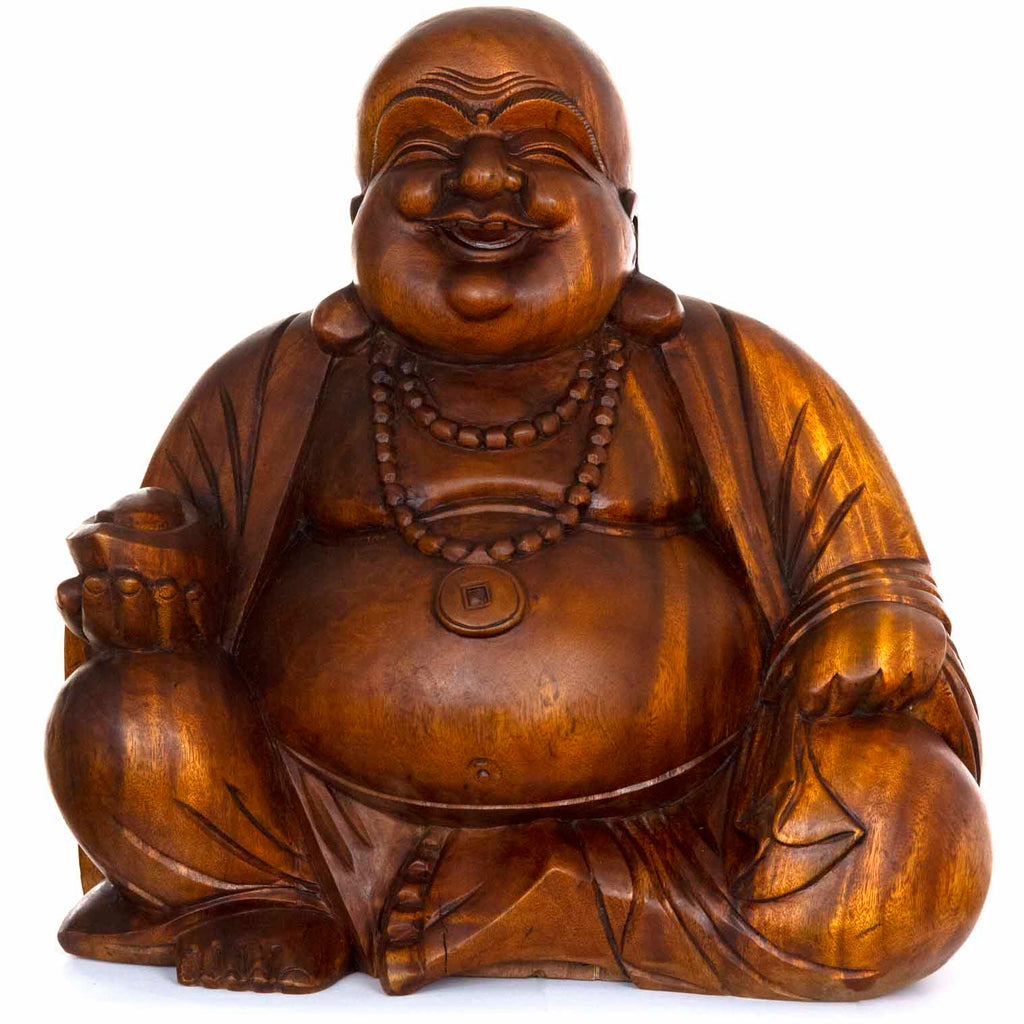 Laughing Buddha Woodcarving 50cm-Siesta Crafts