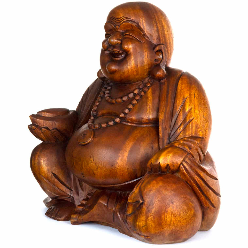 Laughing Buddha Woodcarving 50cm-Siesta Crafts
