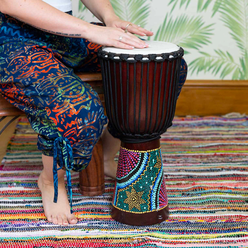 Large Painted Djembe Drum