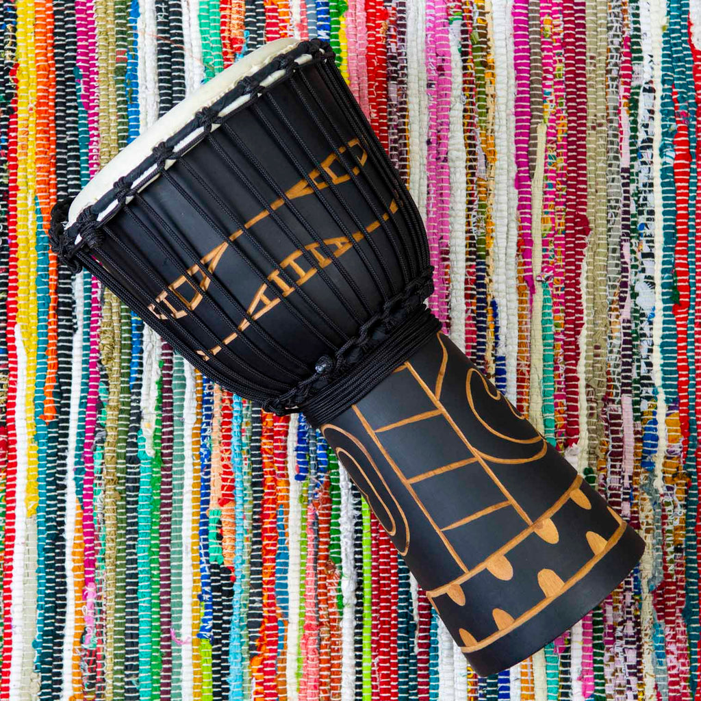 Dark Carved Good Quality Djembe 50cm-Siesta Crafts
