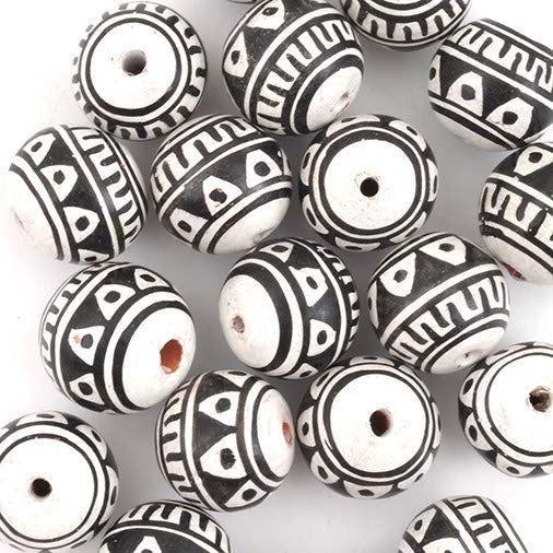 Black & White Zig Zag Ball Bead-Siesta Crafts