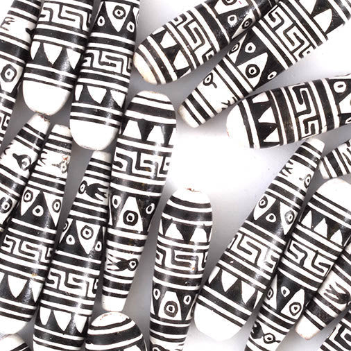 Black and White Pattern Tear Drop Bead-Siesta Crafts