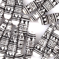 Black and White Pattern Tear Drop Bead-Siesta Crafts