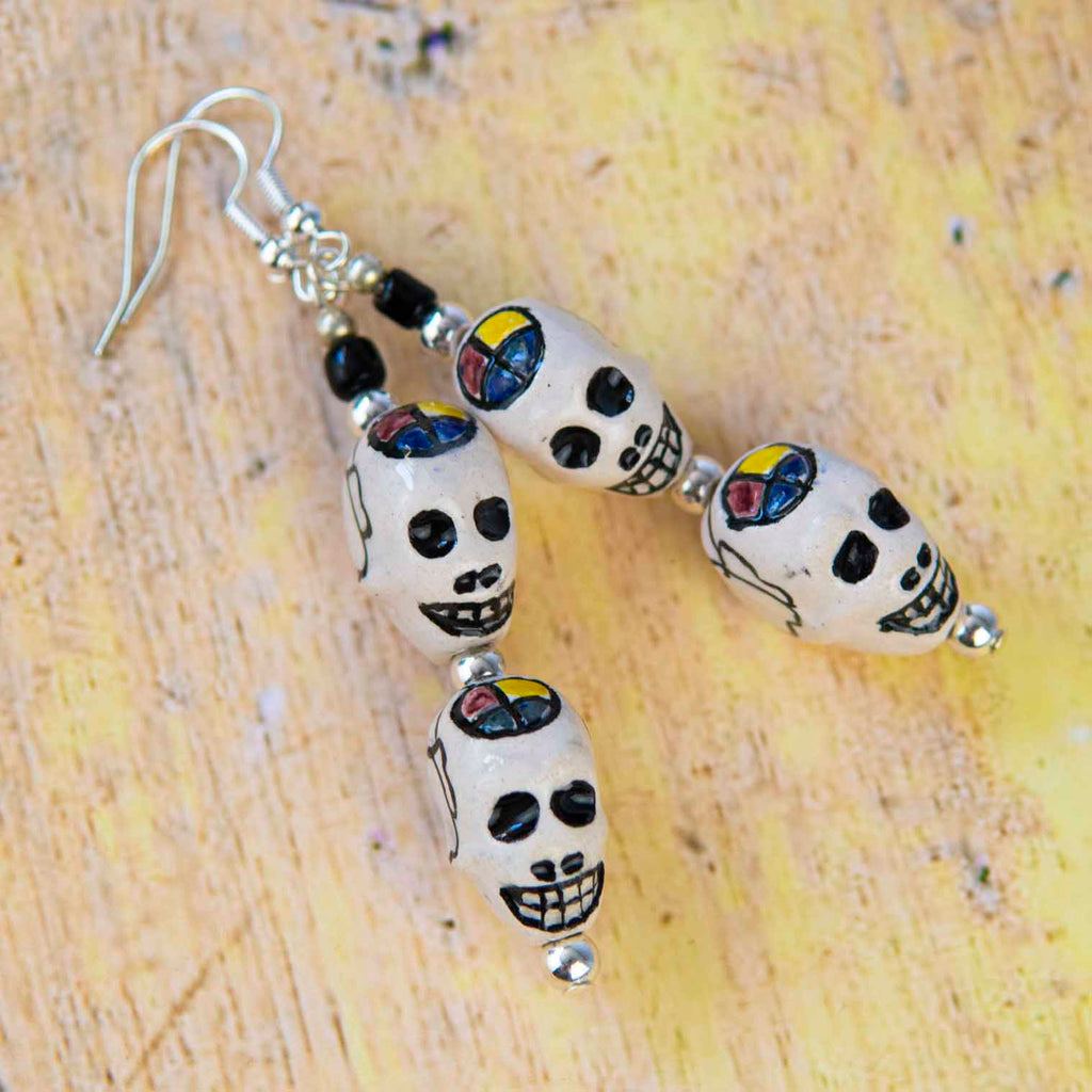 Double Skull Earrings-Siesta Crafts