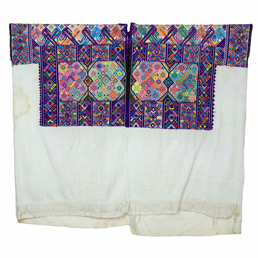 Antique Huipil - White and Purple-Siesta Crafts