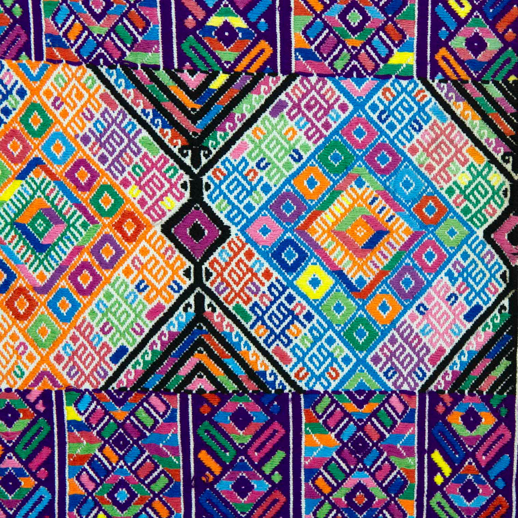 Antique Huipil - White and Purple-Siesta Crafts