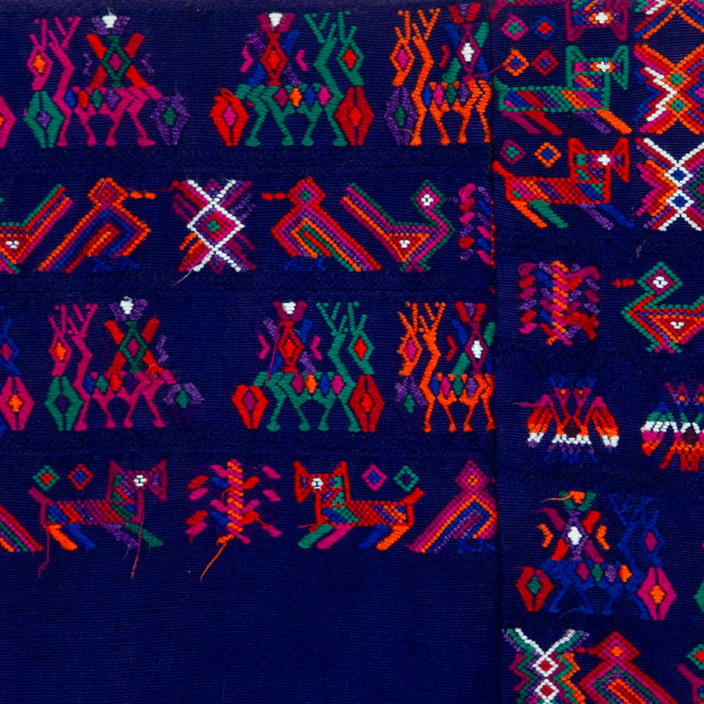 Antique Huipil - Purple with Embroidered Animals-Siesta Crafts