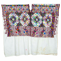 Antique Huipil - White with Embroidered Diamonds-Siesta Crafts