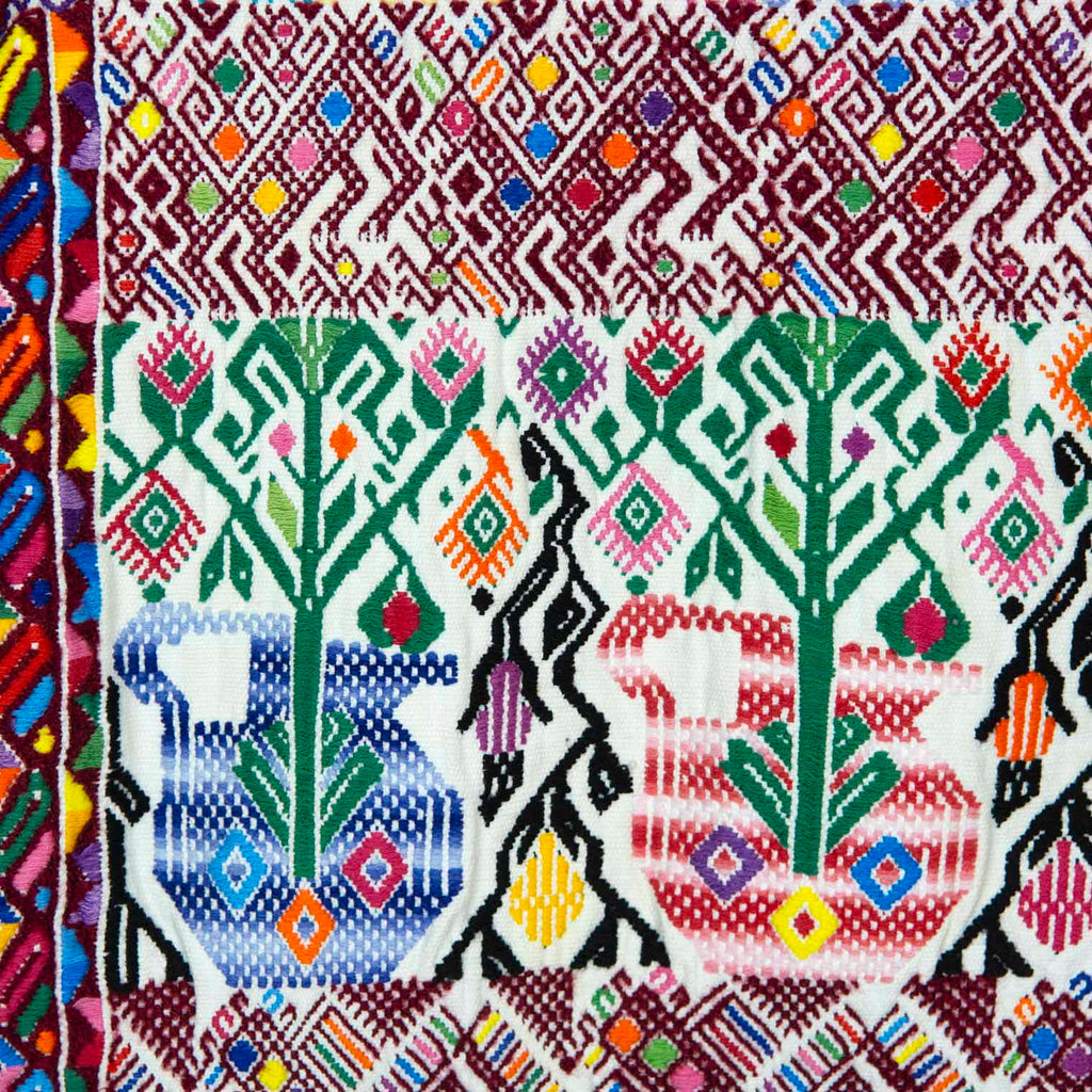 Antique Huipil - White with Embroidered Diamonds-Siesta Crafts