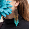 Long Tassel Glass Bead Earrings-Siesta Crafts
