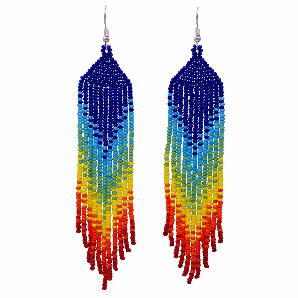 Long Tassel Glass Bead Earrings-Siesta Crafts
