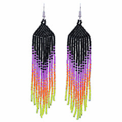 Long Tassel Glass Bead Earrings-Siesta Crafts