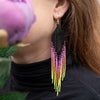 Long Tassel Glass Bead Earrings-Siesta Crafts