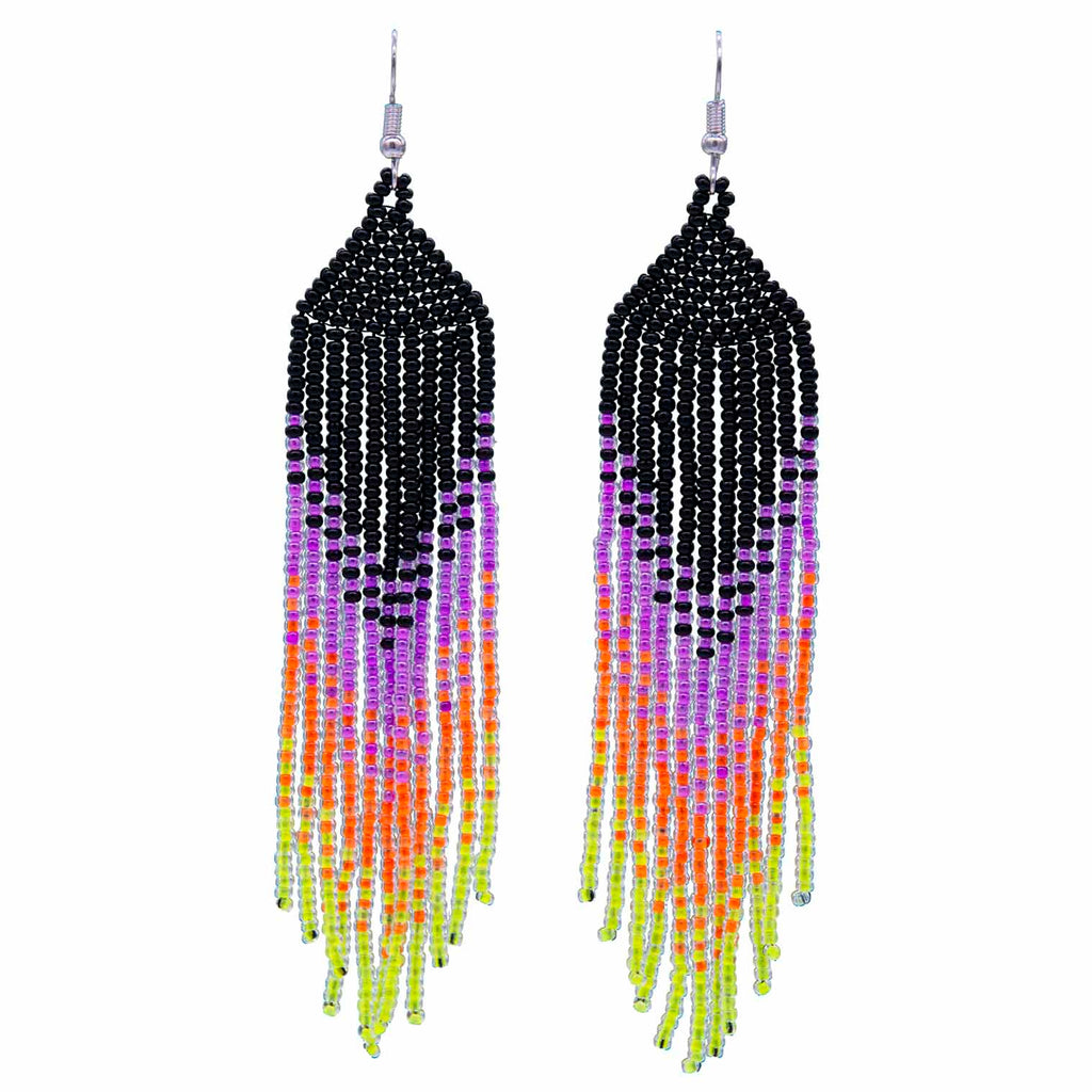 Long Tassel Glass Bead Earrings-Siesta Crafts