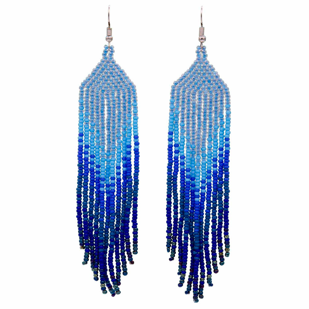 Long Tassel Glass Bead Earrings-Siesta Crafts