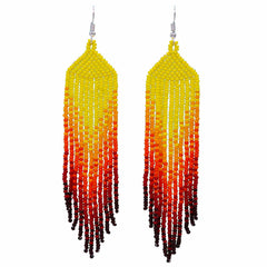 Long Tassel Glass Bead Earrings-Siesta Crafts