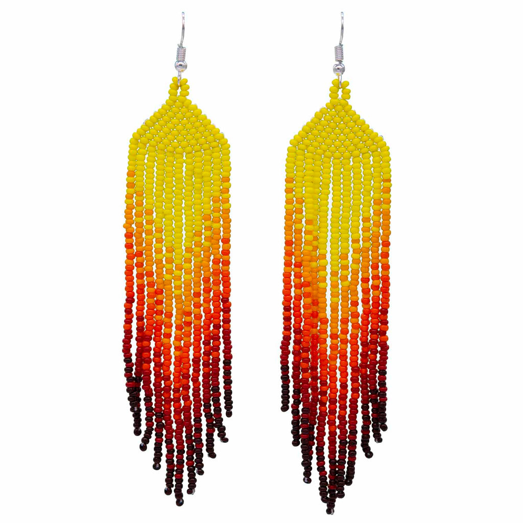Long Tassel Glass Bead Earrings-Siesta Crafts