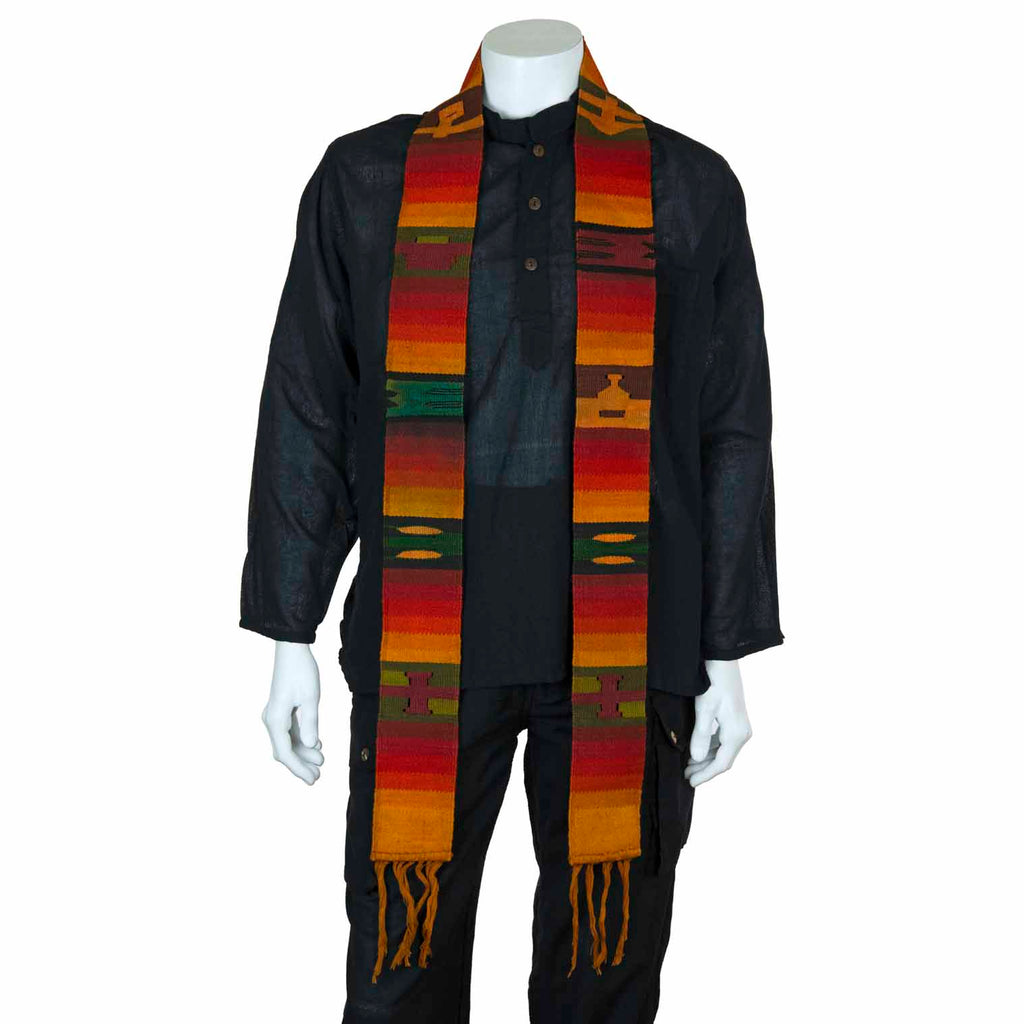 Guatemalan Handwoven Stole Overdyed Orange-Siesta Crafts