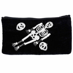Long Skeleton Velvet Pouch