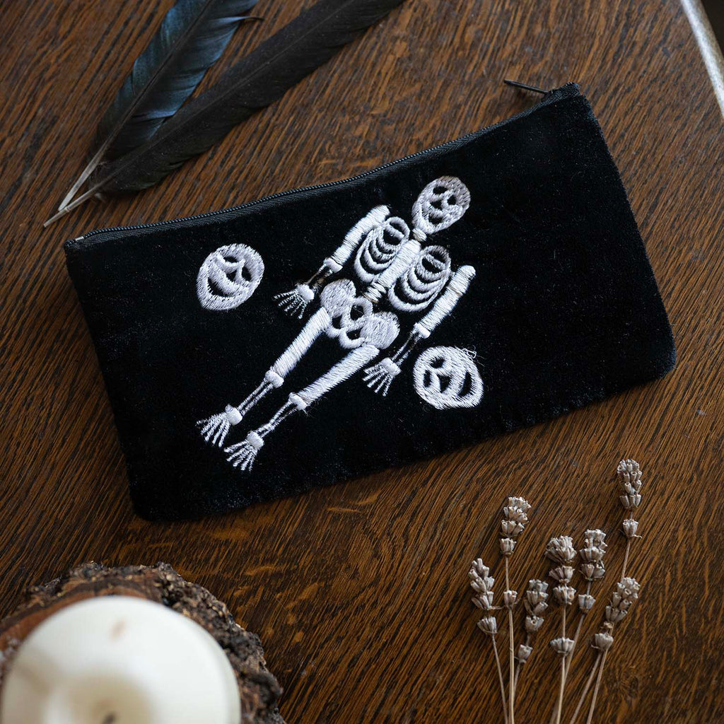 Long Skeleton Velvet Pouch