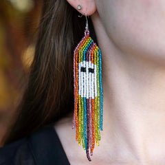 Long Tassel Glass Bead Ghost Earrings