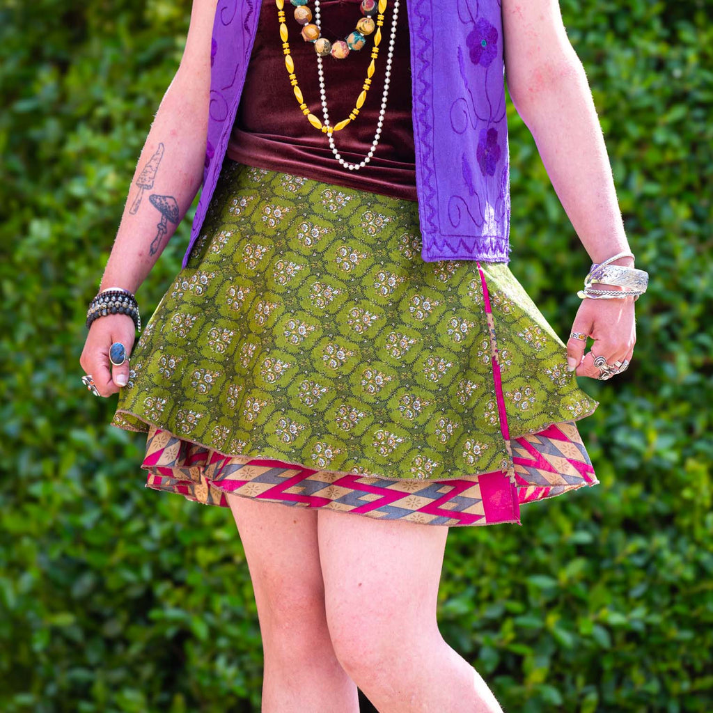 Recycled Sari Mini Wrap Skirt-Siesta Crafts