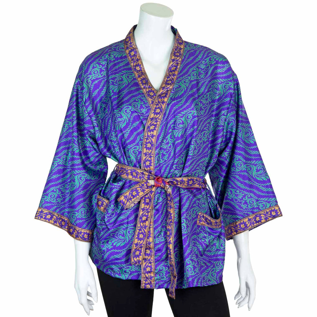 Short Recycled Sari Kimono-Siesta Crafts