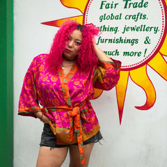 Short Recycled Sari Kimono-Siesta Crafts