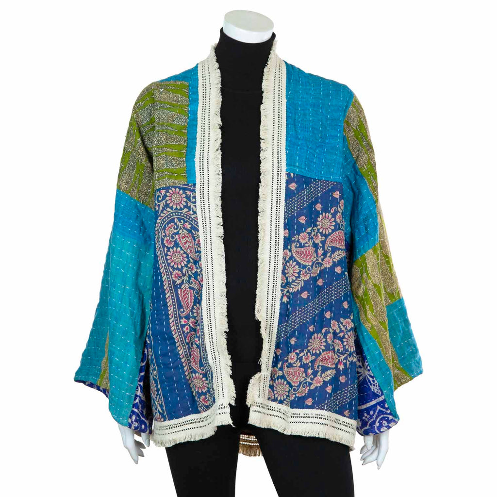 Kantha Fringed Jacket-Siesta Crafts