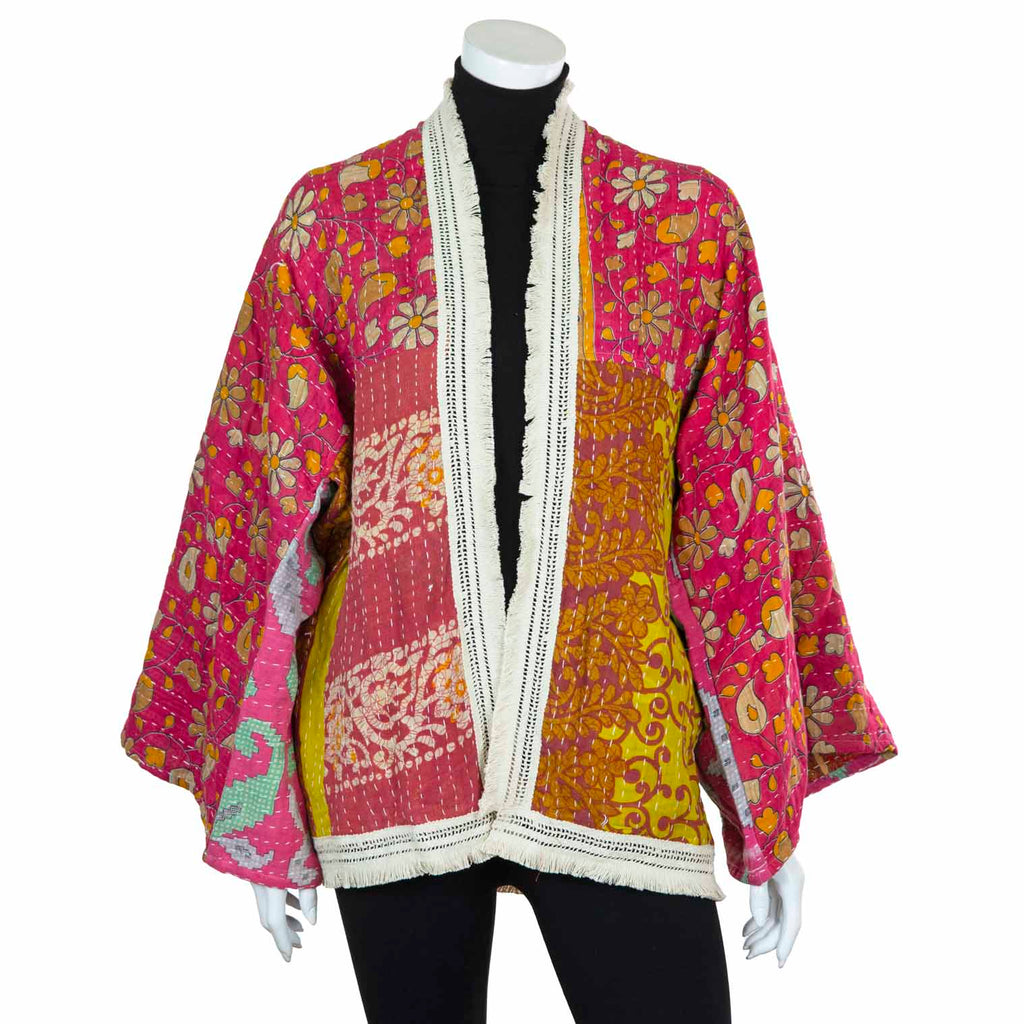 Kantha Fringed Jacket-Siesta Crafts