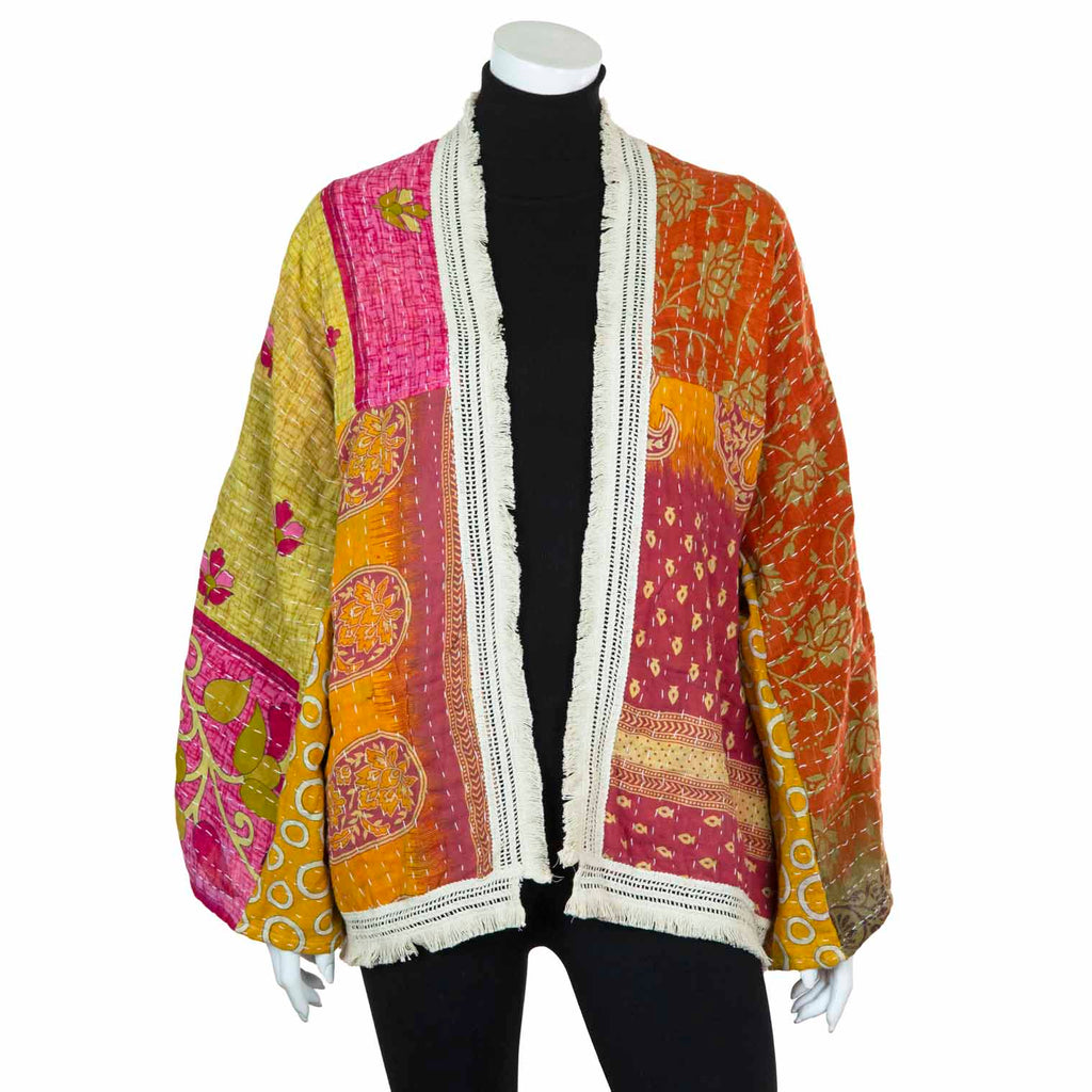 Kantha Fringed Jacket-Siesta Crafts