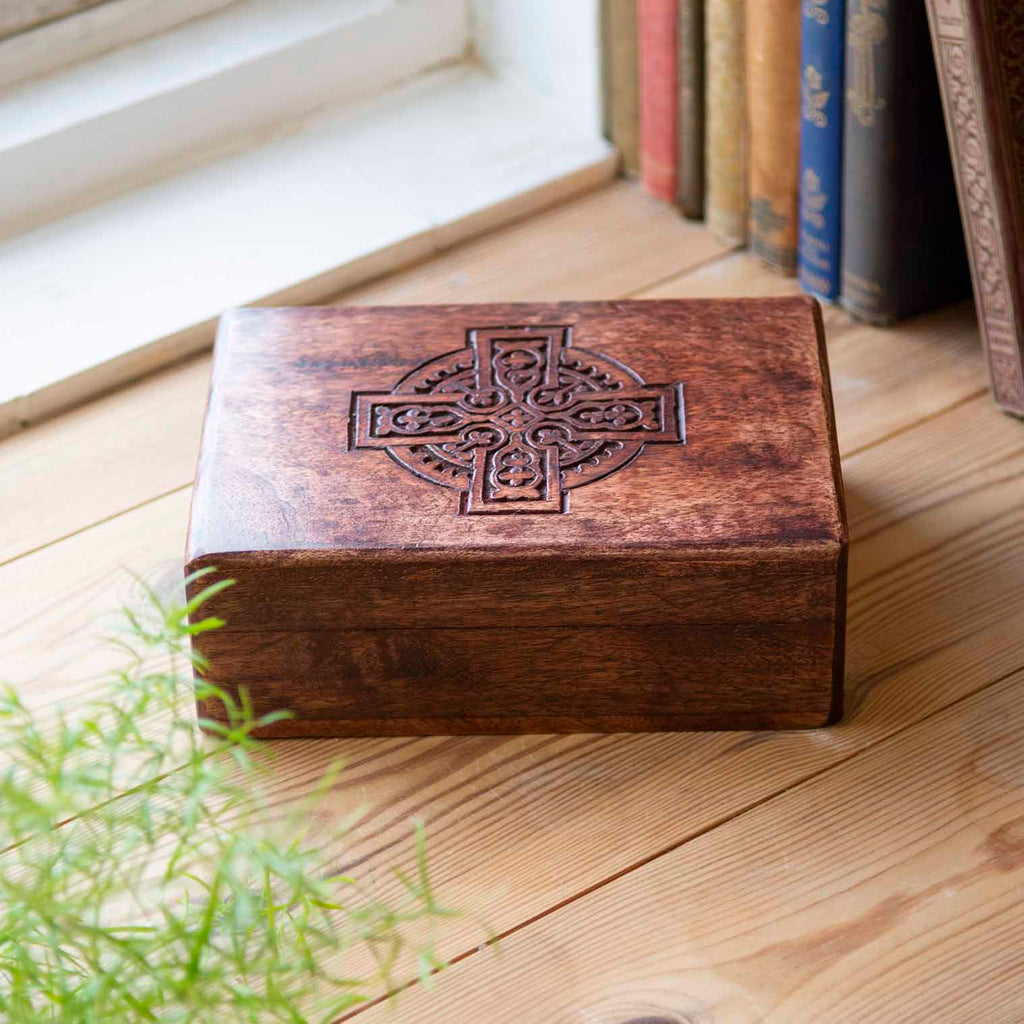 Wooden Box with Celtic Cross-Siesta Crafts